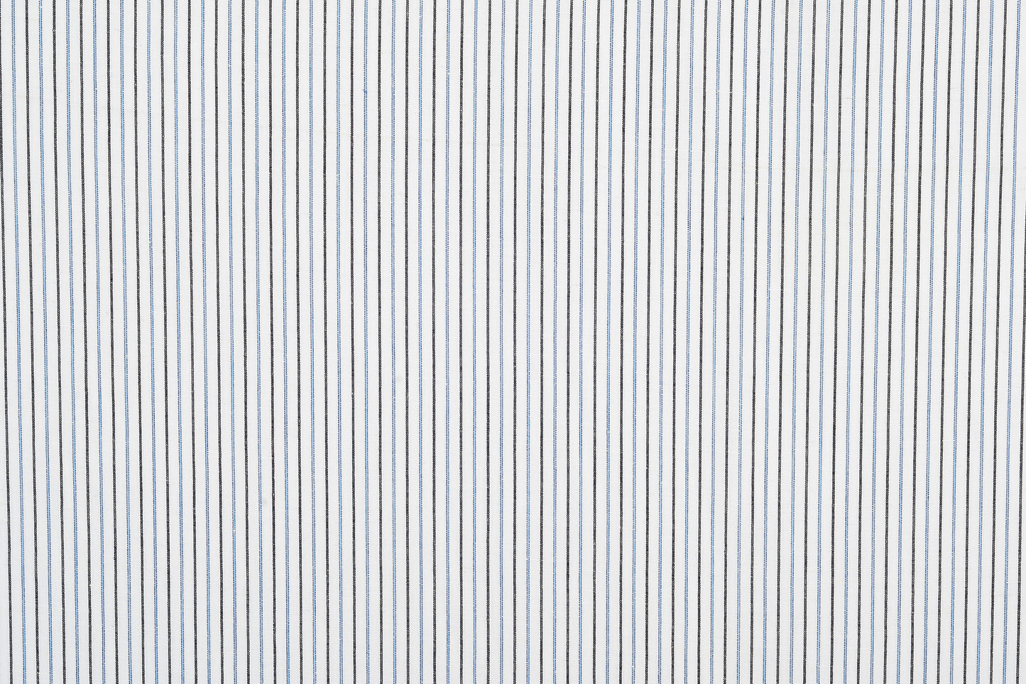 Cotton Linen: Black Blue Alternate stripes On White