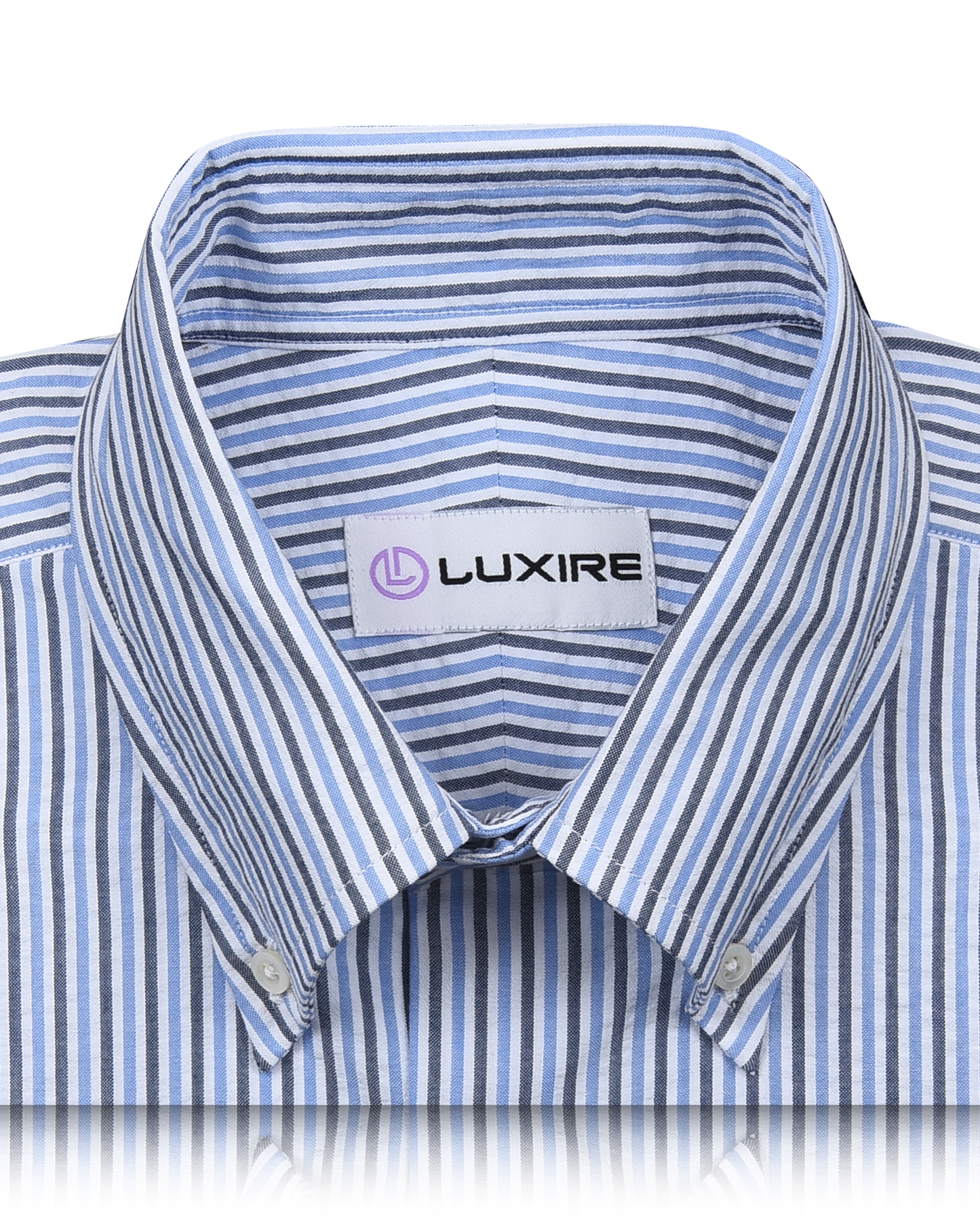 Dark Blue With Black Stripes On White Shirt