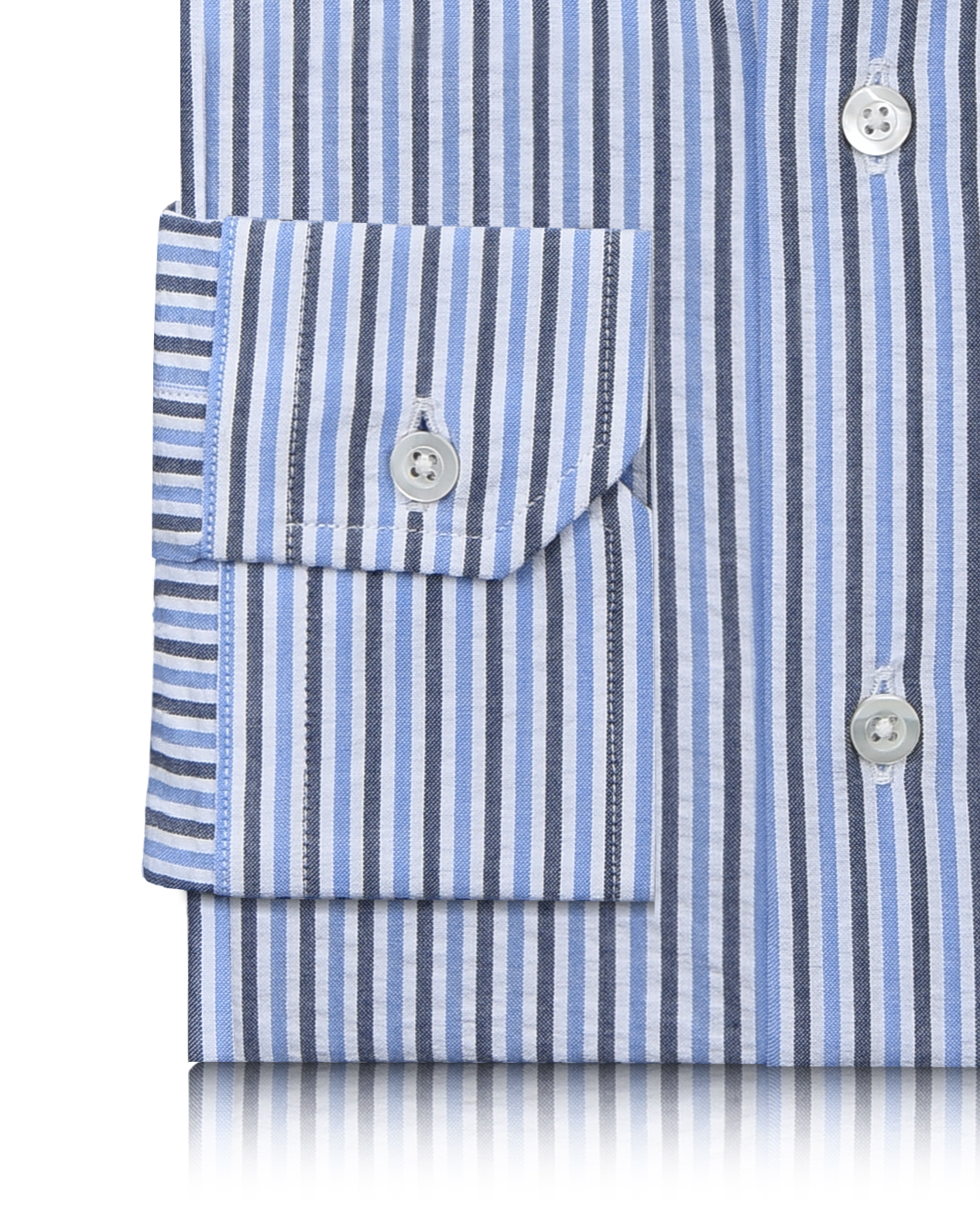 Dark Blue With Black Stripes On White Shirt