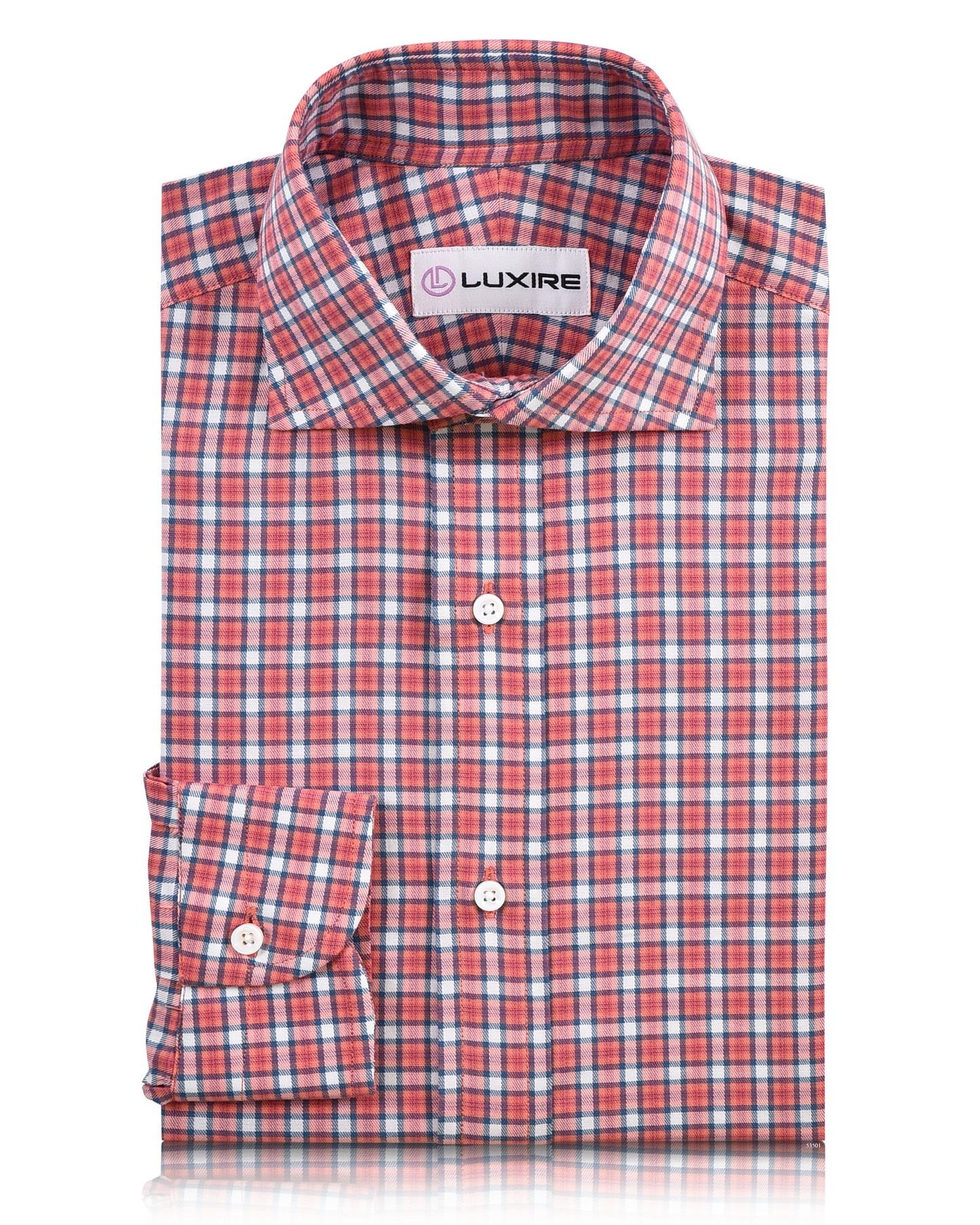 Peach Blue Twill Checks Shirt