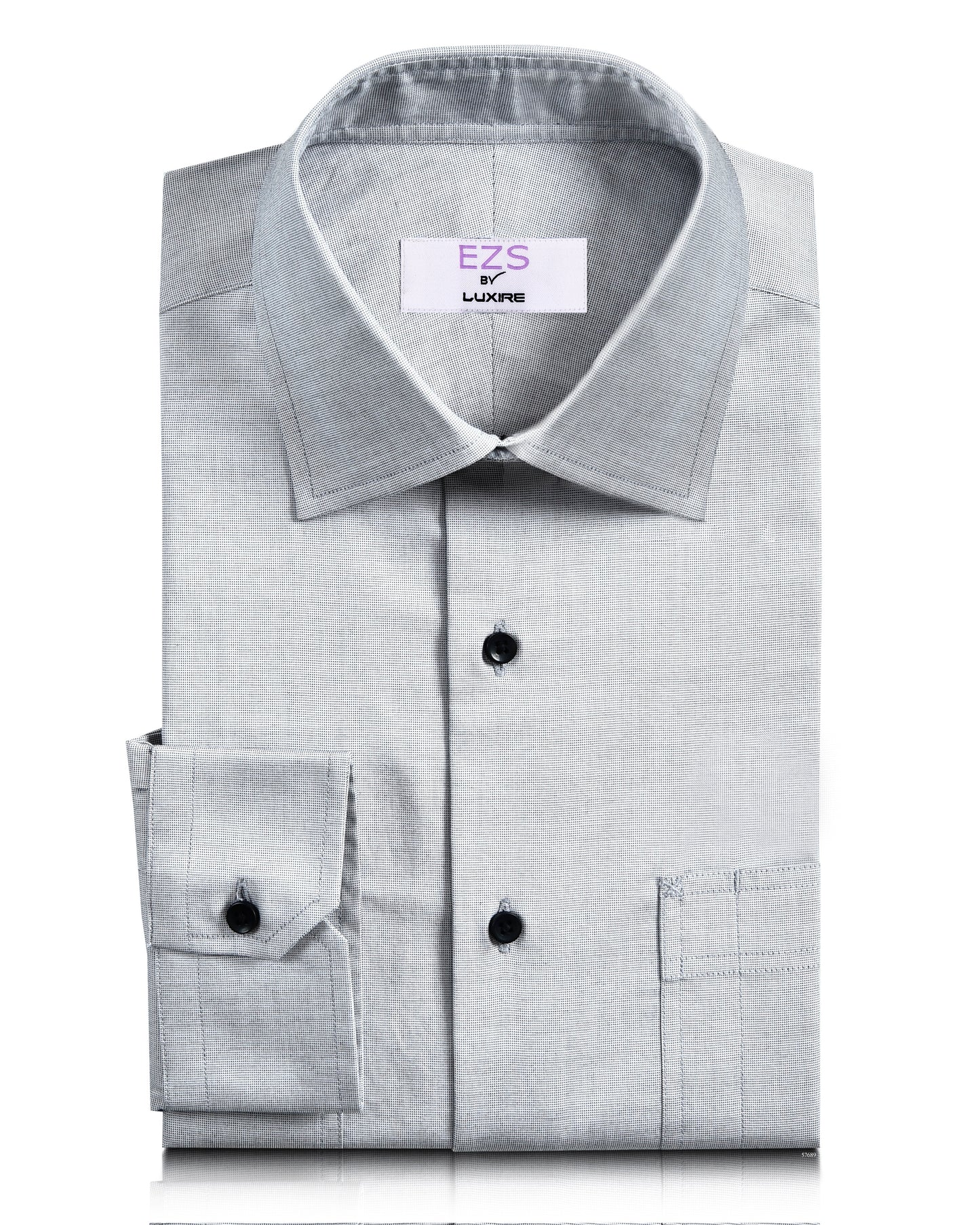 EZS Grey-White End-on-End Shirt
