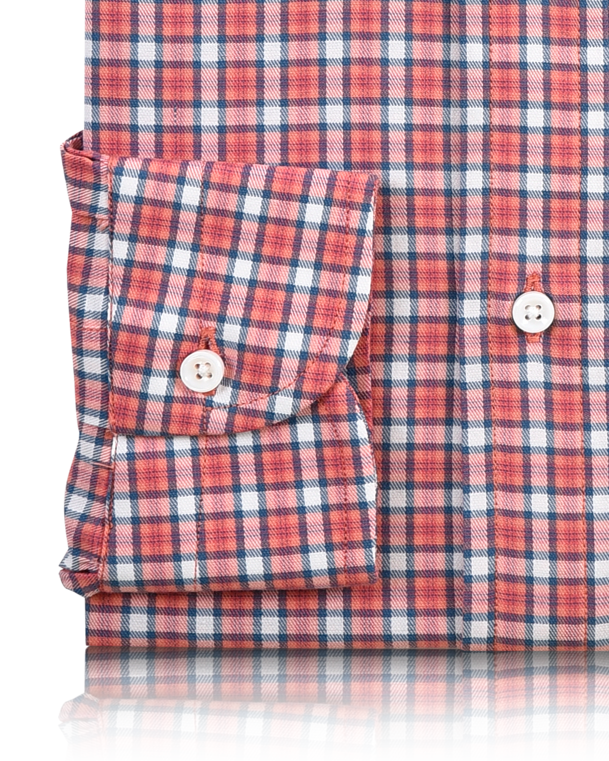 Peach Blue Twill Checks Shirt