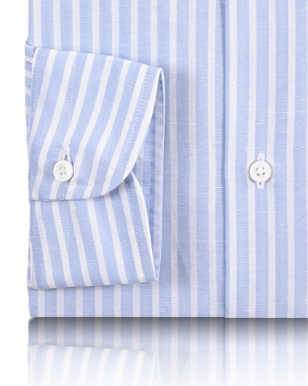 Brembana Sky Blue Slub Awaning stripes Shirt