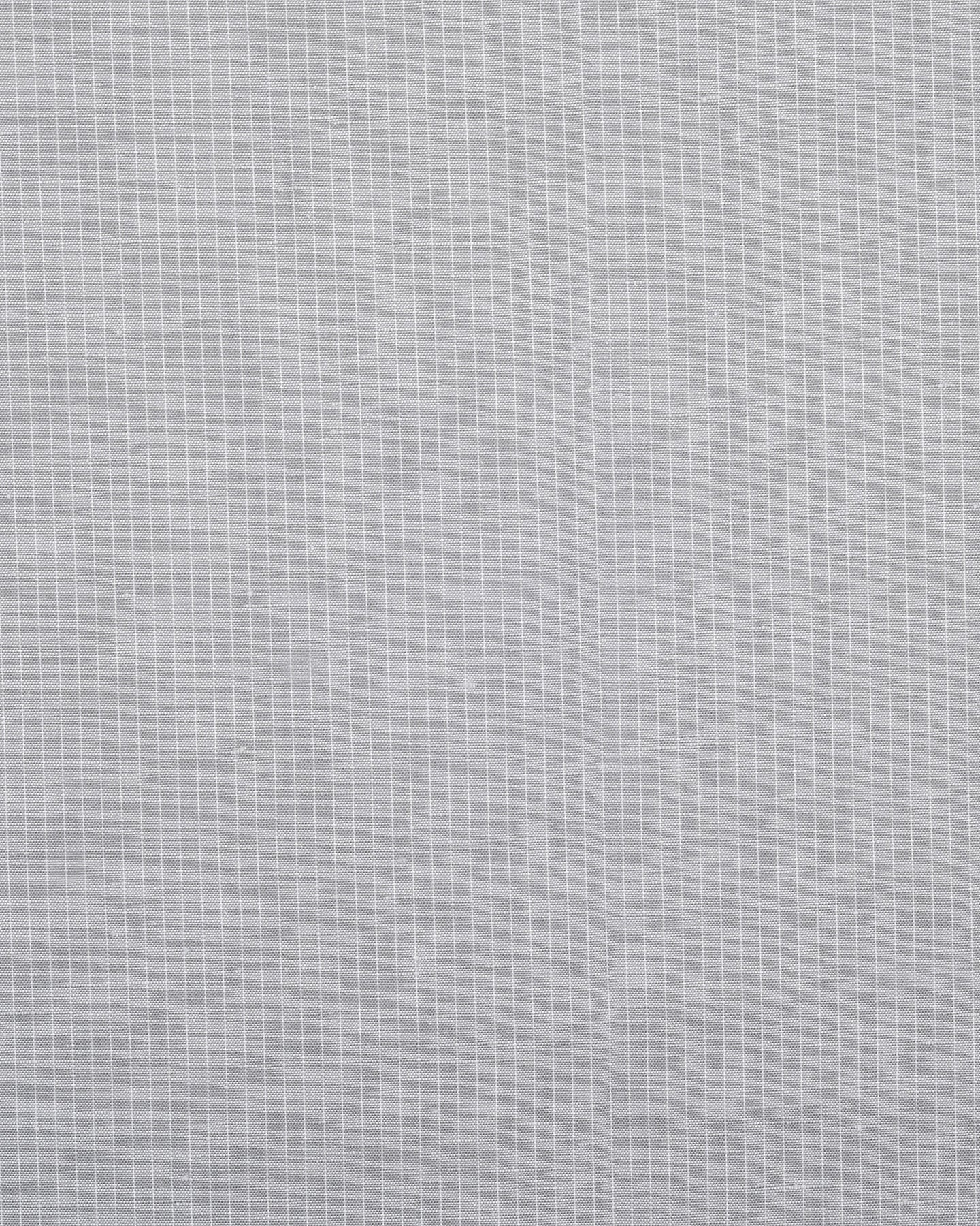 Cotton Linen: Grey Hairline Stripes On White