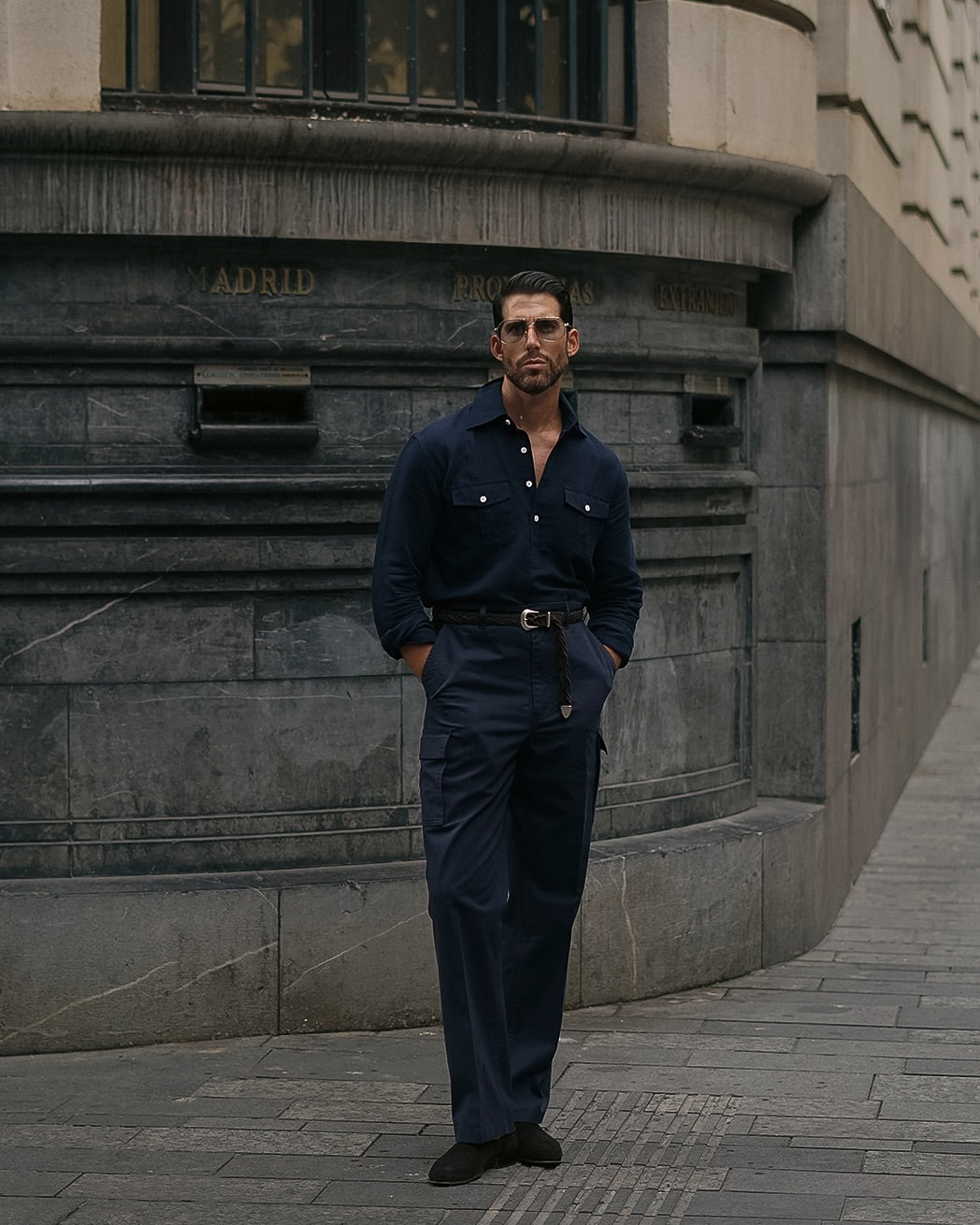 Navy Blue Linen Summer Shirt