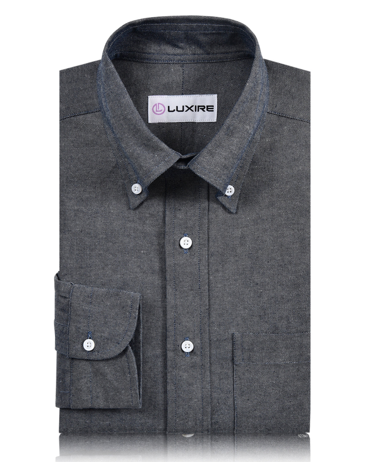 Front of the custom oxford shirt for men by Luxire in dark navy blue