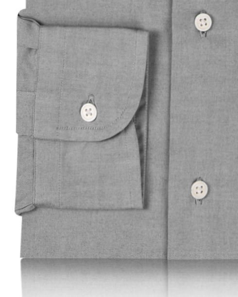 Cuff of the custom oxford shirt for men by Luxire in grey pinpoint