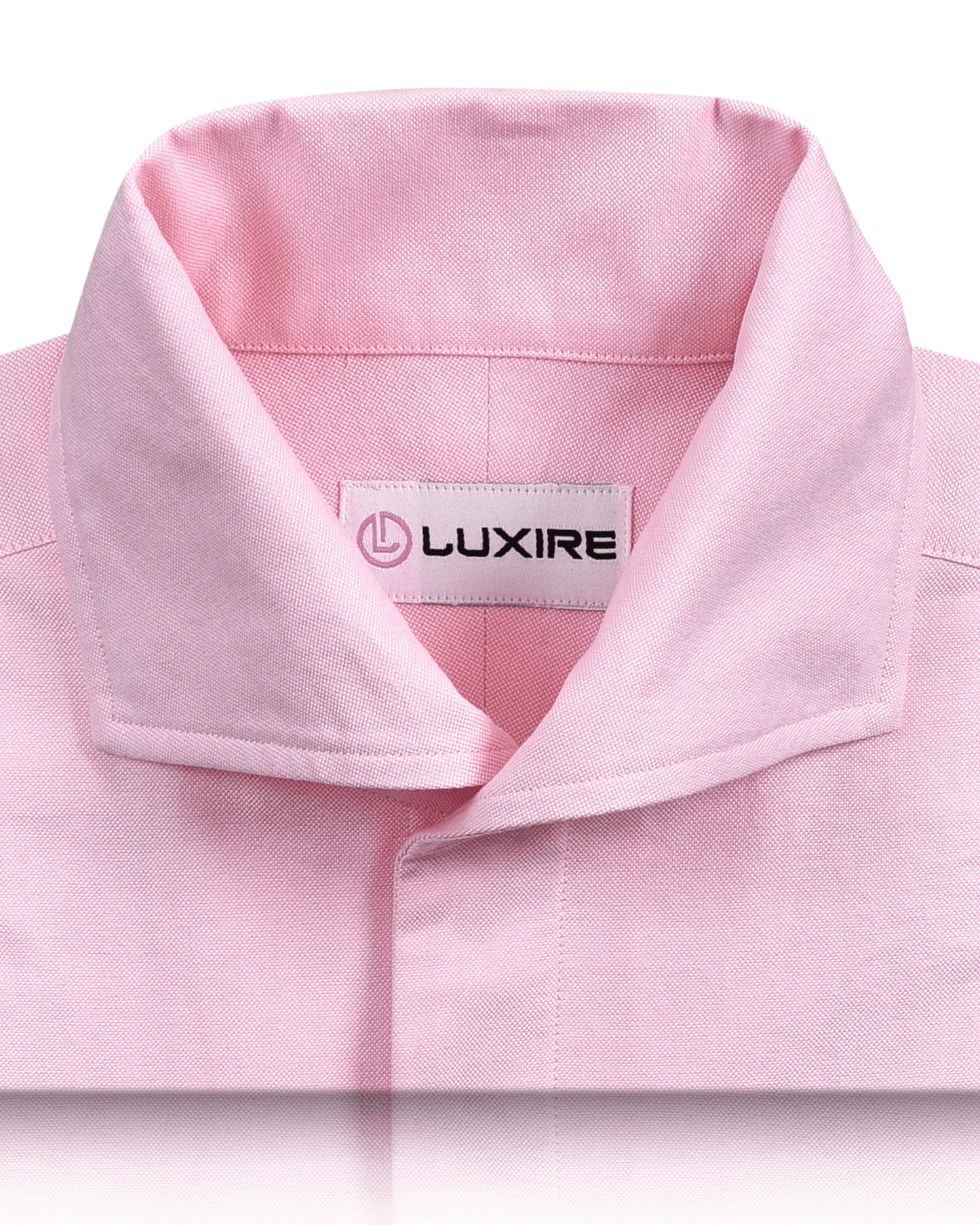 Collar of the custom oxford shirt for men by Luxire in pink