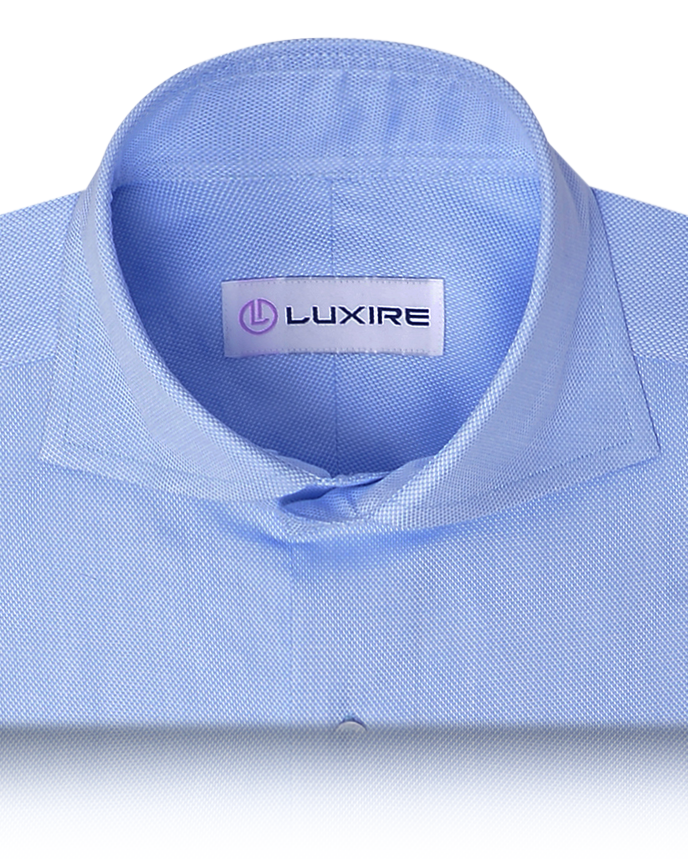 Collar of the custom oxford shirt for men by Luxire in blue royal