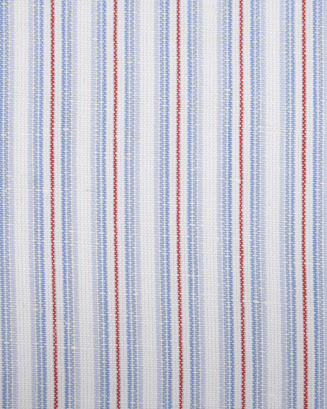 Close up of the custom linen shirt for men in grey with blue and red stripes by Luxire Clothing
