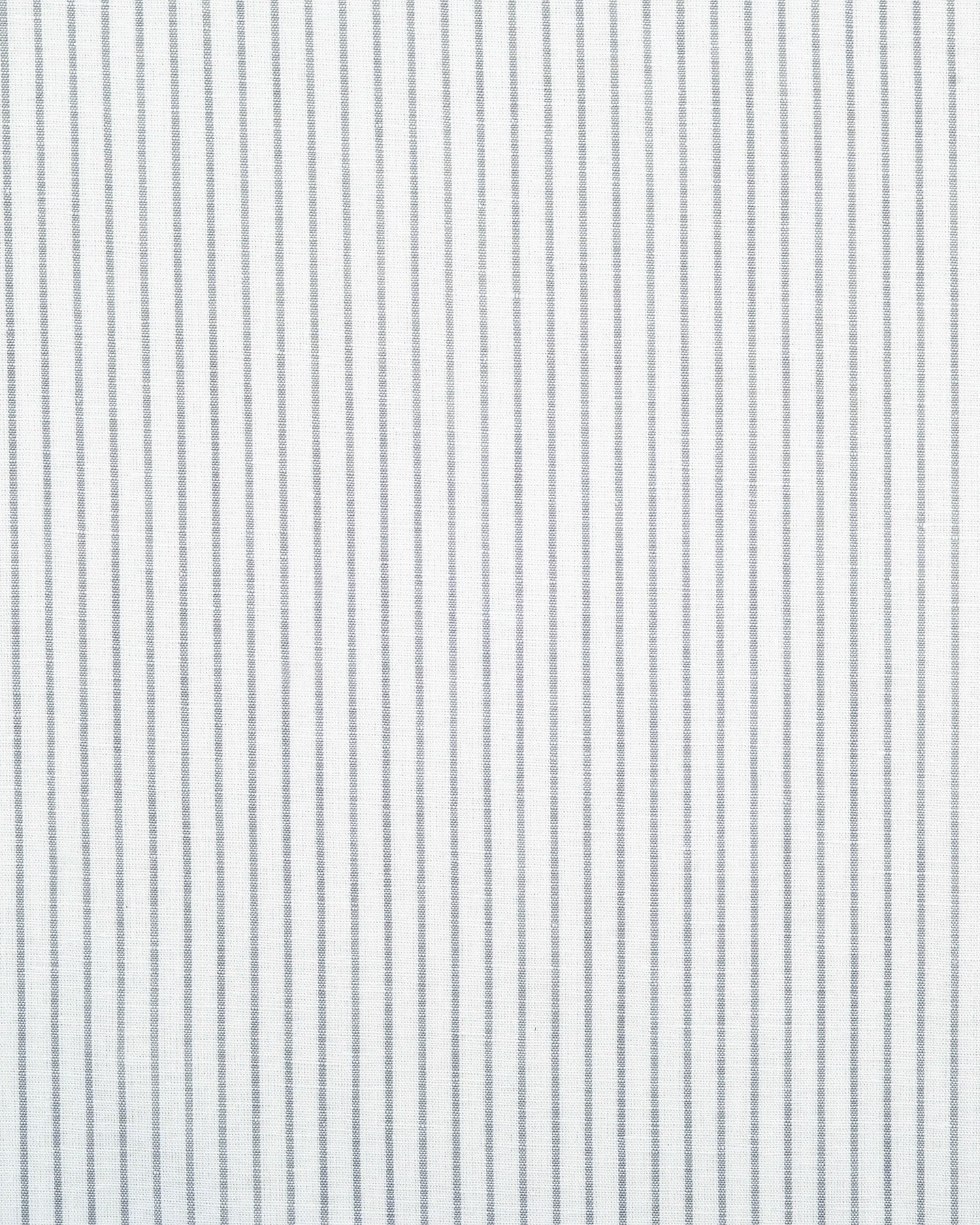 Close up of the custom linen shirt for men in white with grey candy stripes by Luxire Clothing
