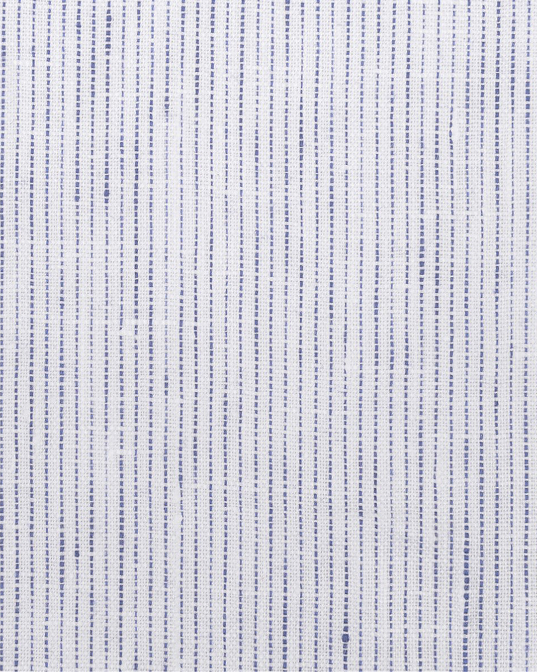 Close up of the custom linen shirt for men in white with ink blue stripes by Luxire Clothing 2