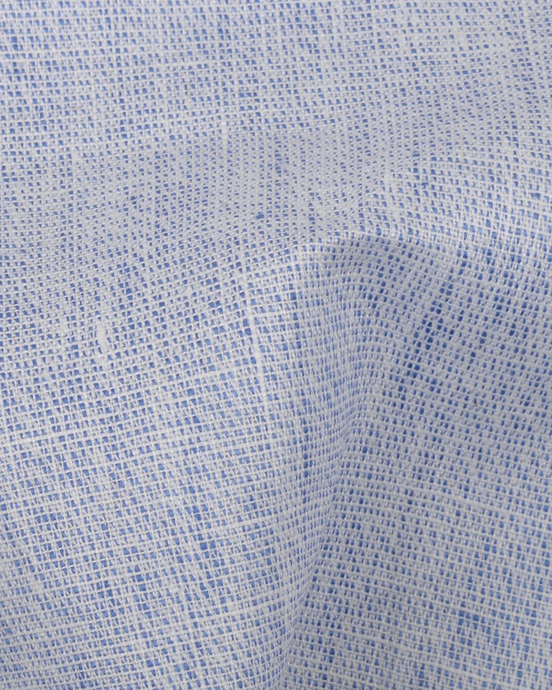 Close up of the custom linen shirt for men in lustrous blue by Luxire Clothing