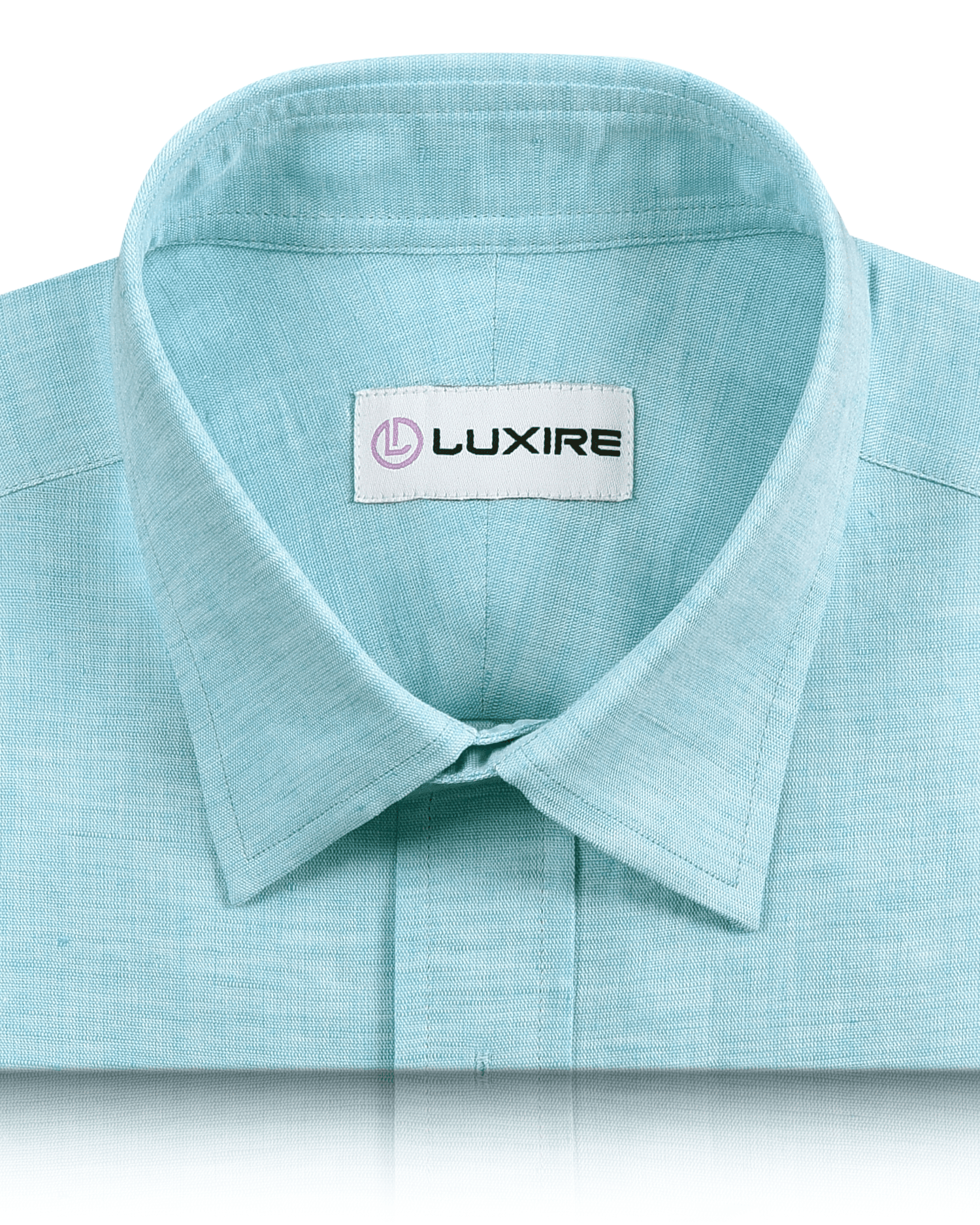 Collar of custom linen shirt for men in mint cream by Luxire Clothing