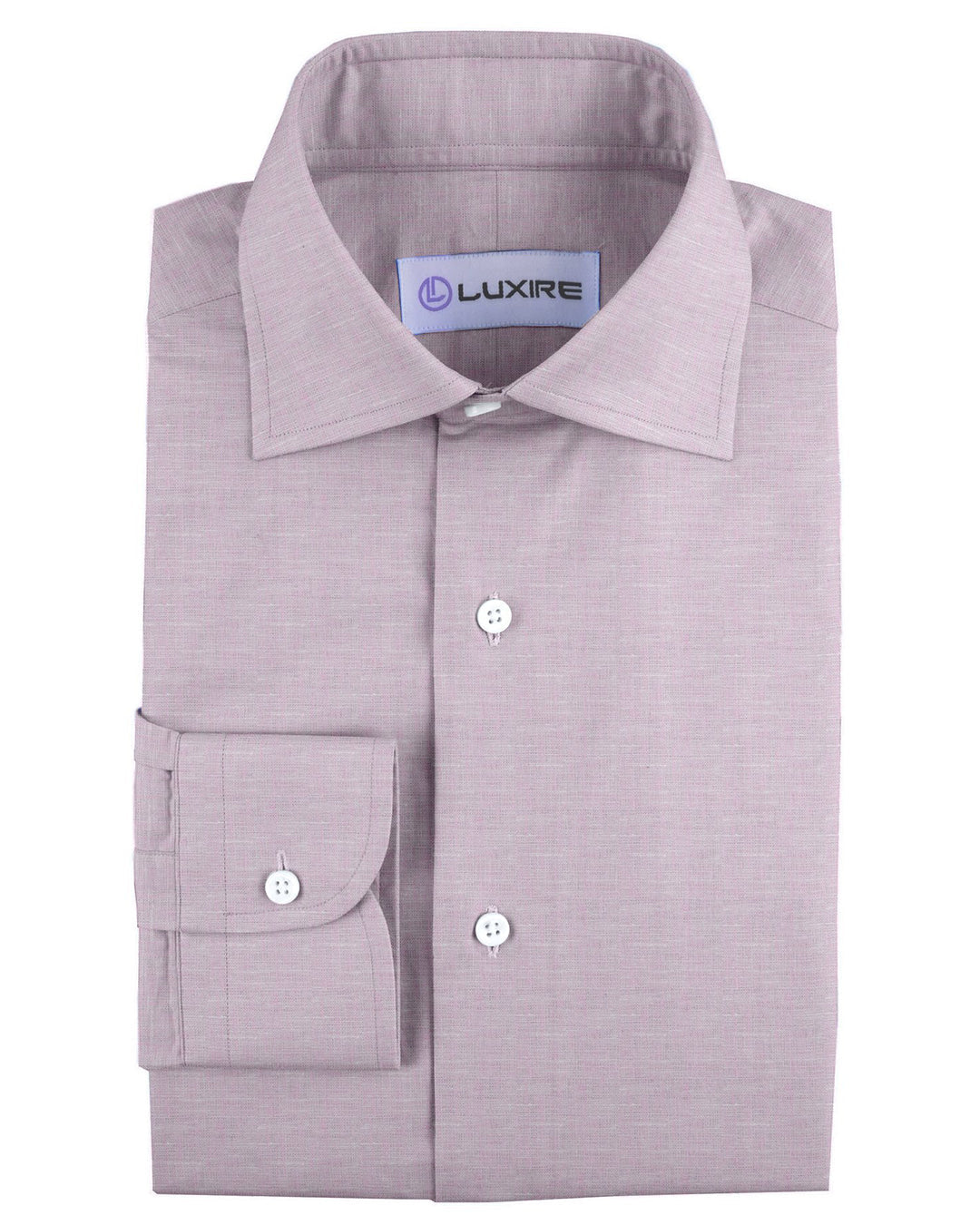 Front of the custom linen shirt for men in pale pink by Luxire Clothing