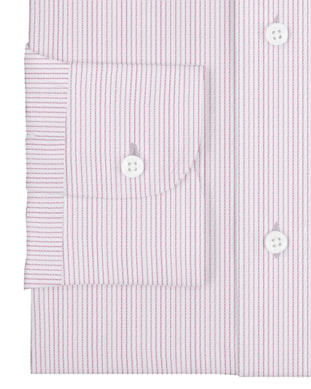 Cuff of the custom linen shirt for men in white with light pink stripes by Luxire Clothing