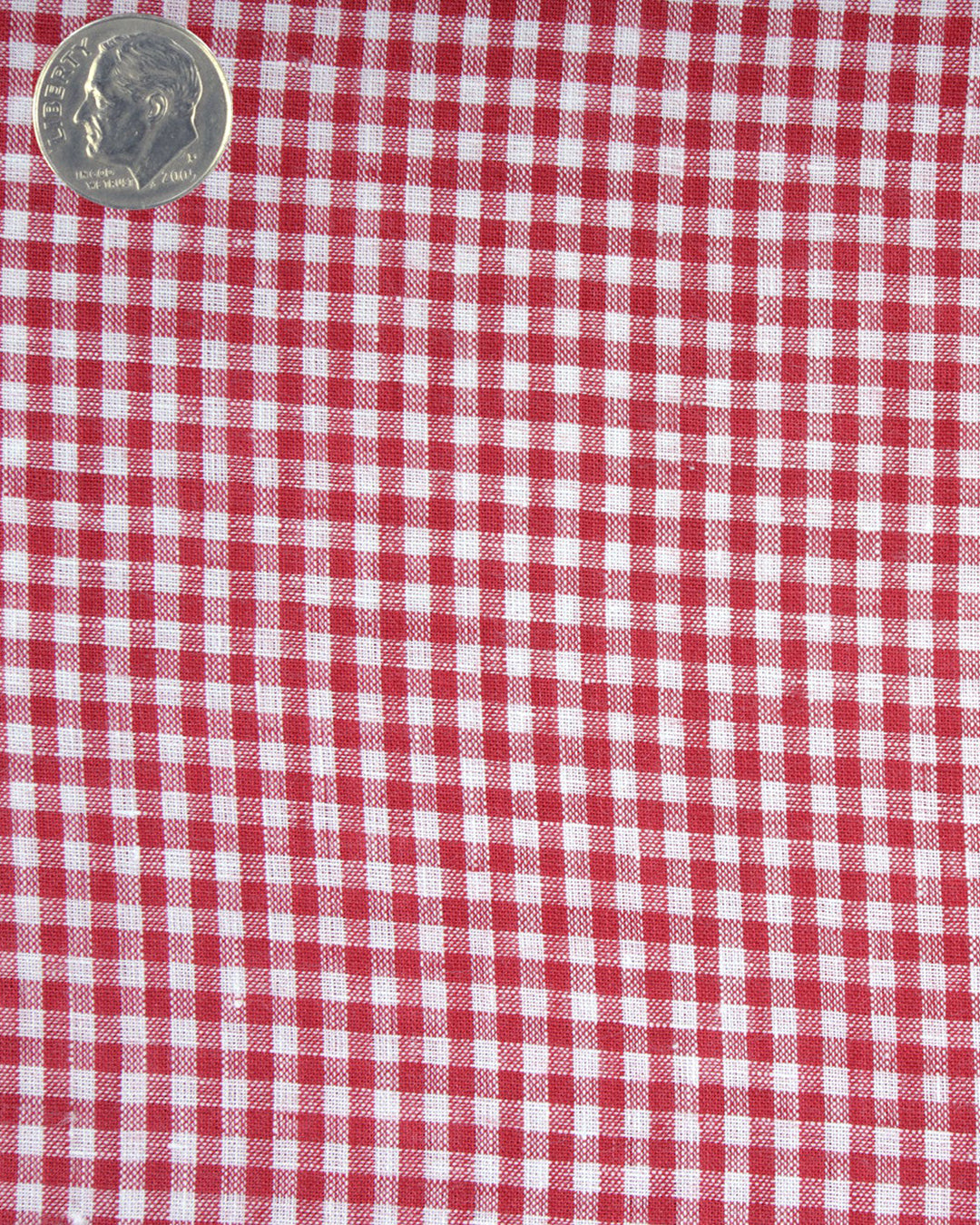 Close up of the custom linen shirt for men in red gingham by Luxire Clothing