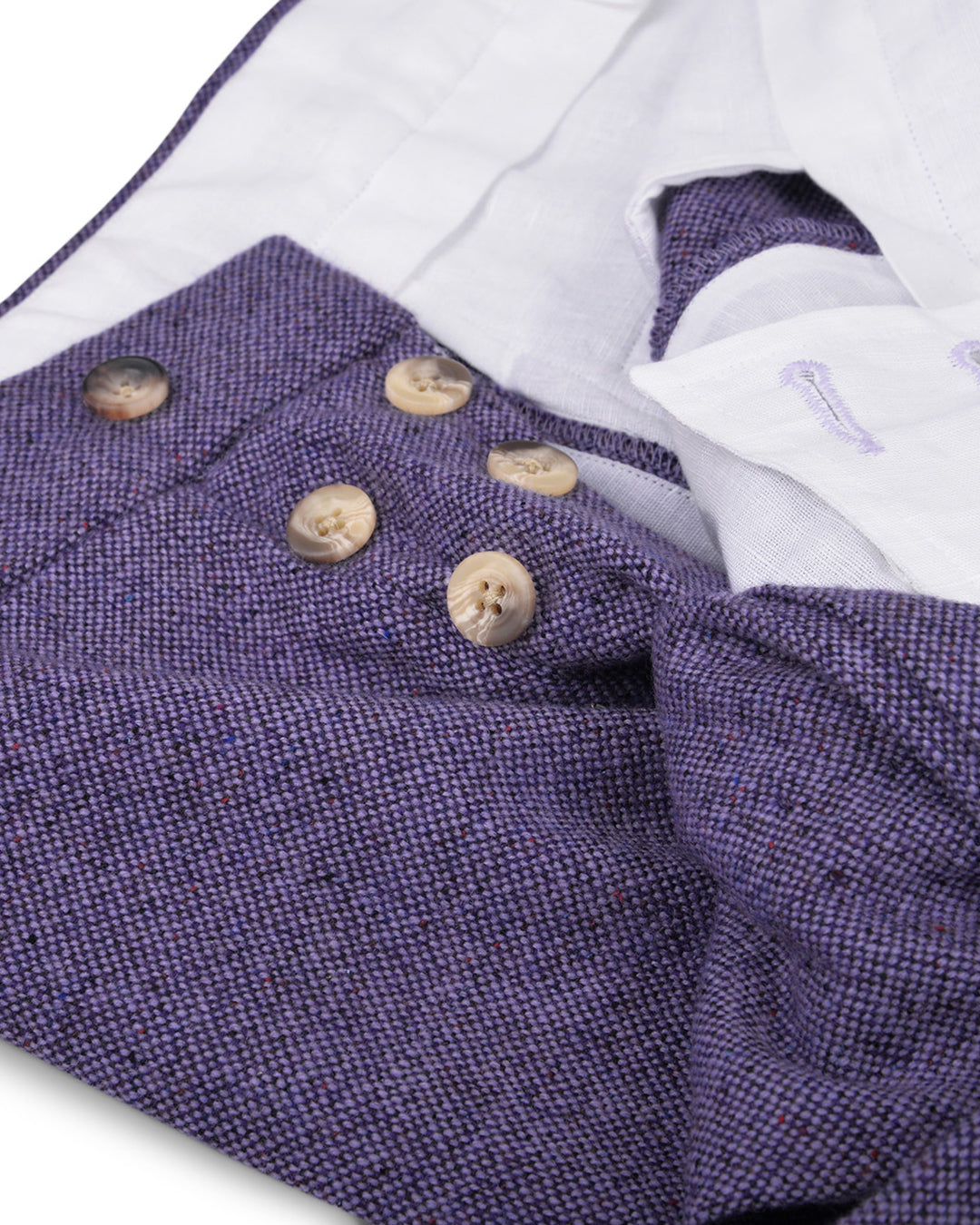 Holland & Sherry Tweed Wool Multicolor Purple With Light Purple With Red Point Tweed