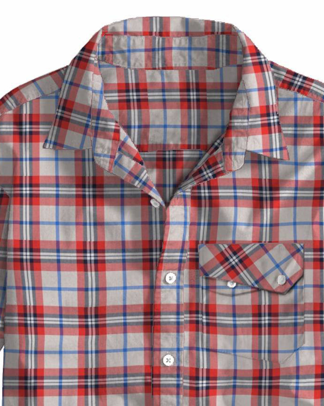 Red Navy Cream Twill Madras Checks