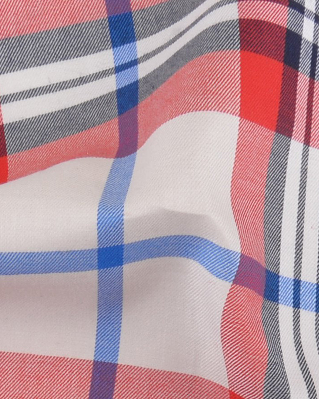 Red Navy Cream Twill Madras Checks