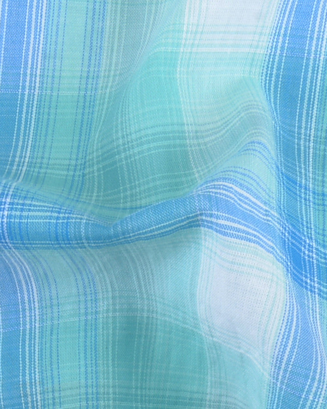 Summer Light Blue Turquoise Madras Checks Seersucker