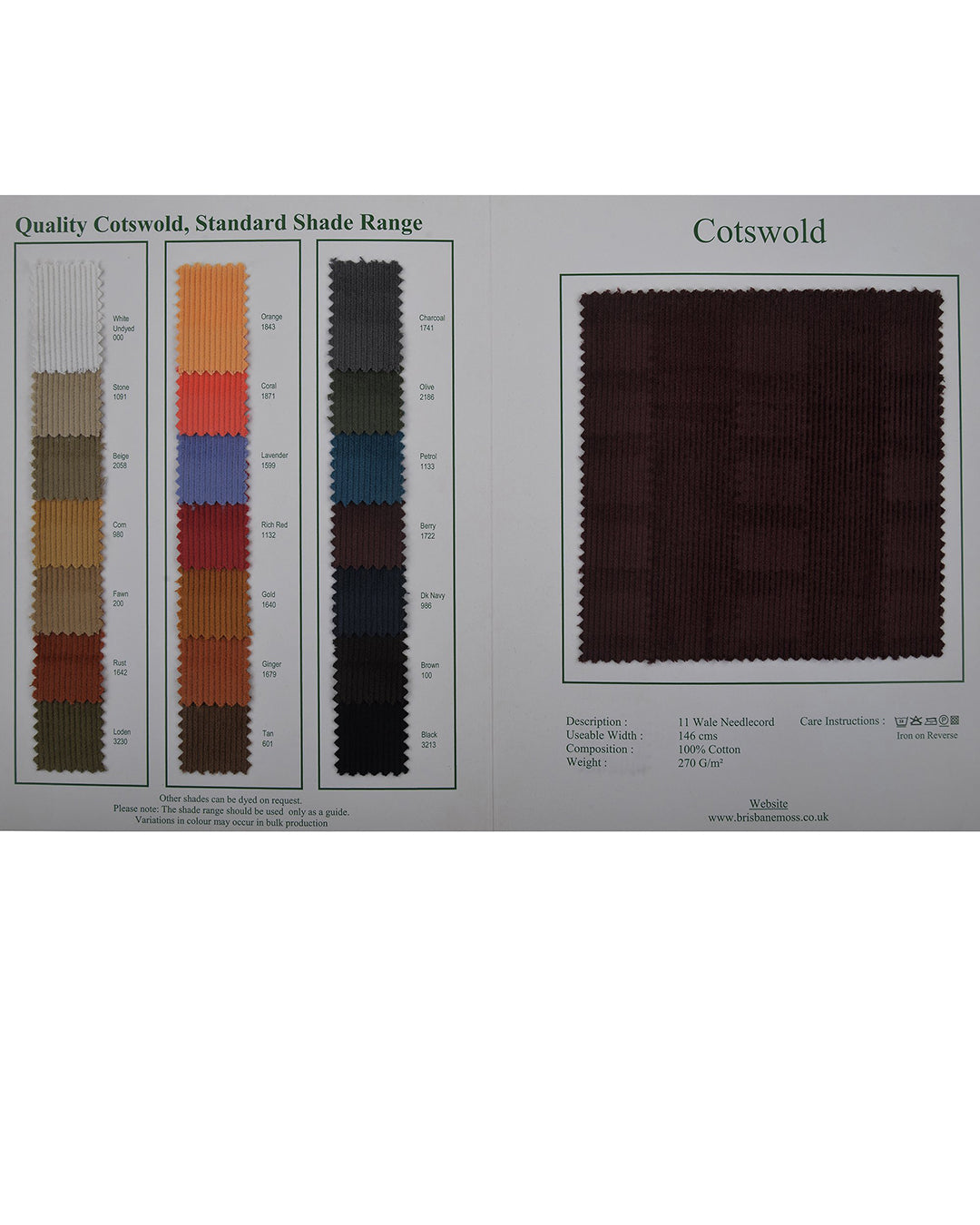 Brisbane Moss Ginger Needlecord