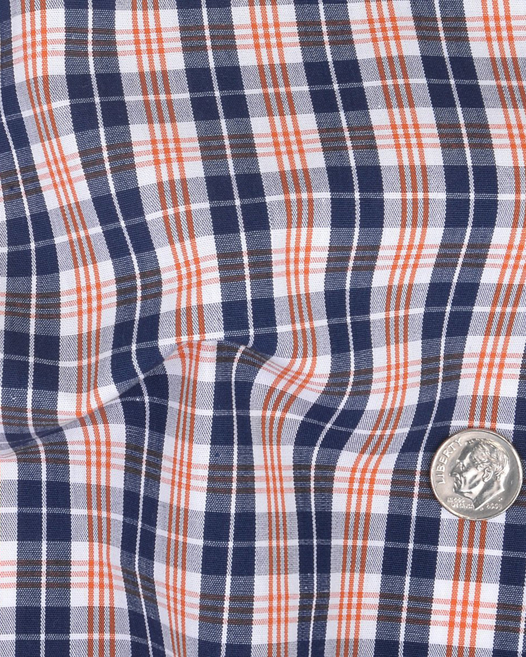 Navy Orange White Tartan Checks