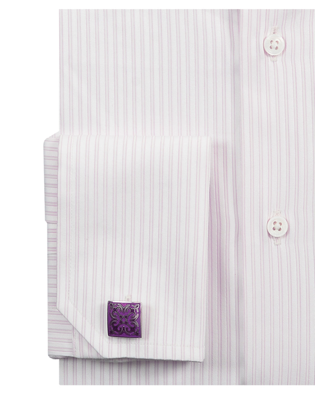 Pink Pin Stripes With White Dobby: Natural Wrinkle Free