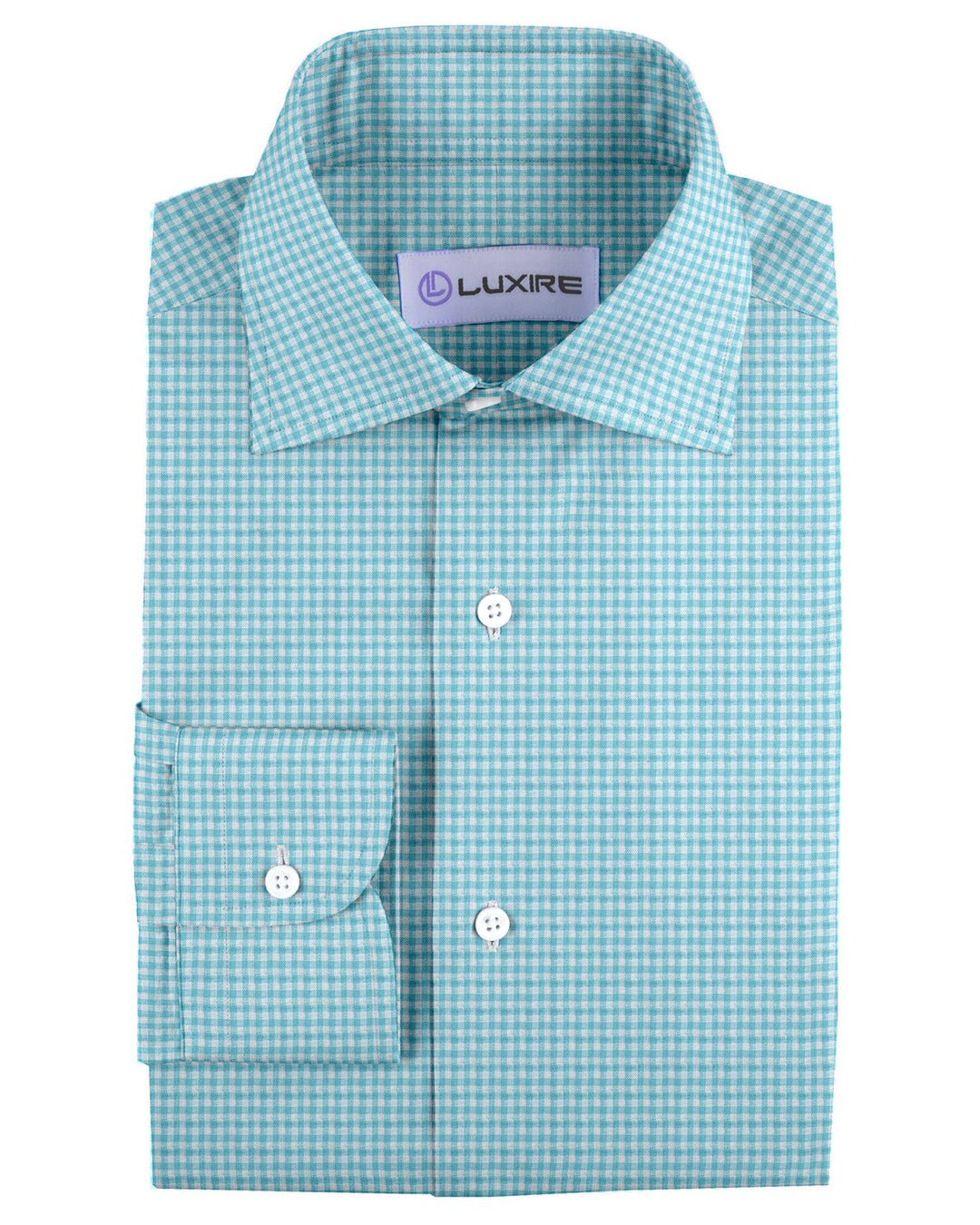 Linen:Aqua Blue Mini Gingham