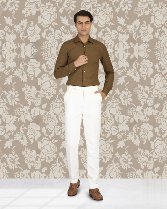 Linen Cotton Canvas: Cream Pant