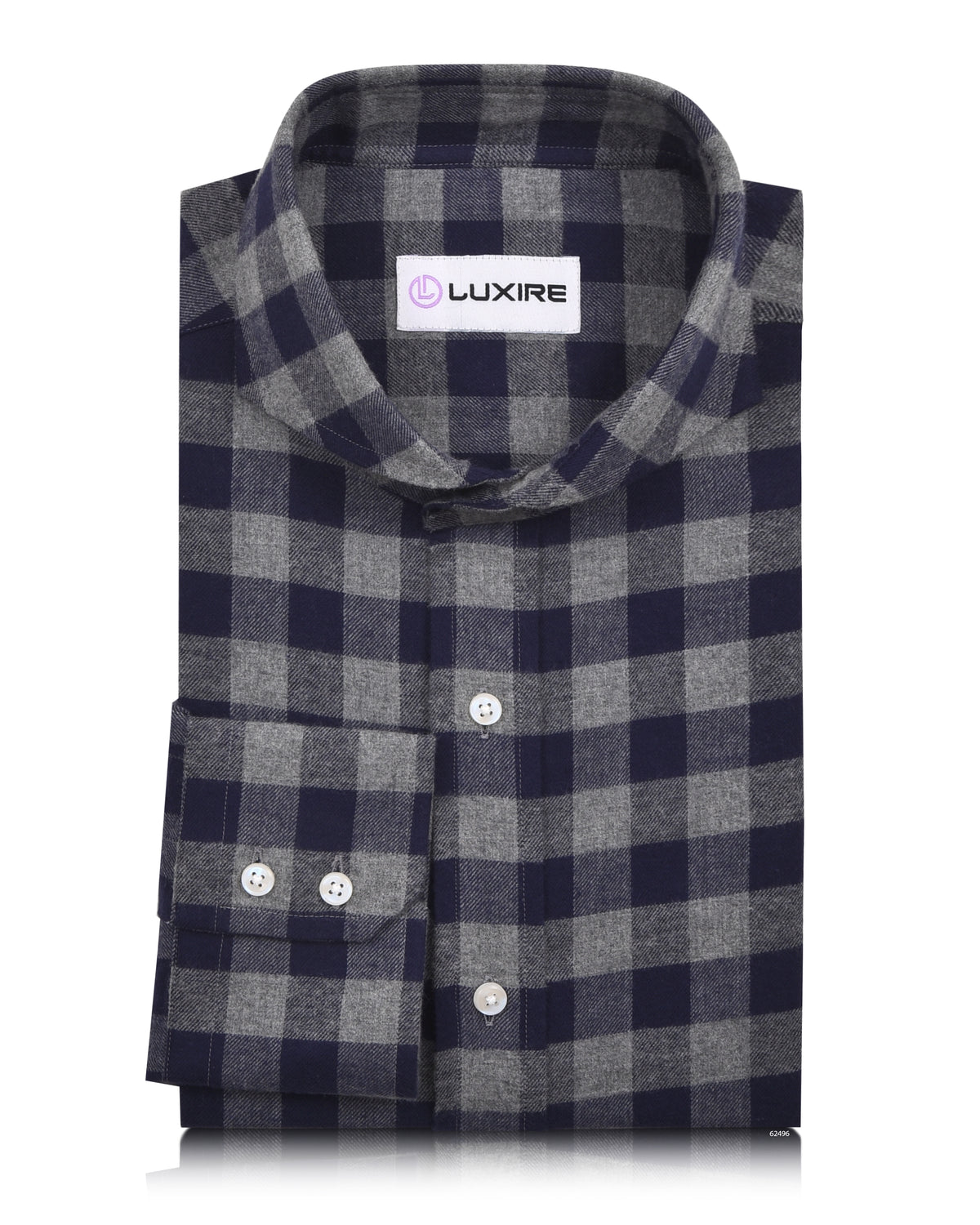 Navy Shepherd Check On Grey Flannel - 1