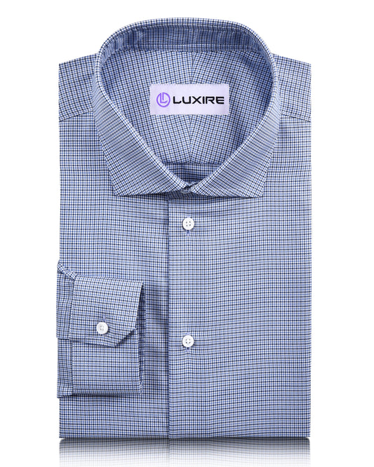 Blue White Micro Houndstooth Shirt