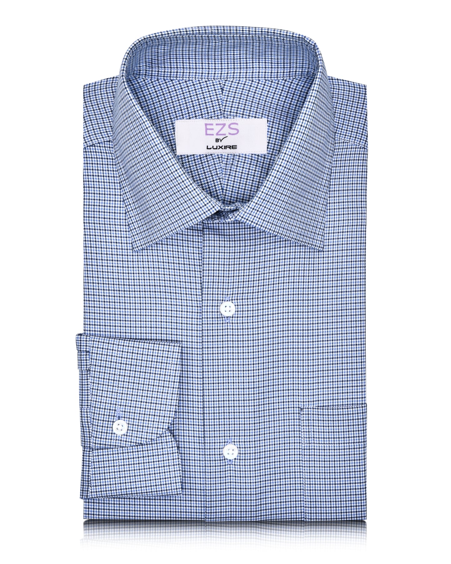 EZS Blue White Micro Houndstooth Shirt