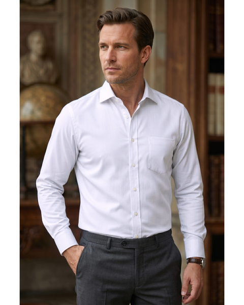 Getzner White Pinpoint Oxford Shirt