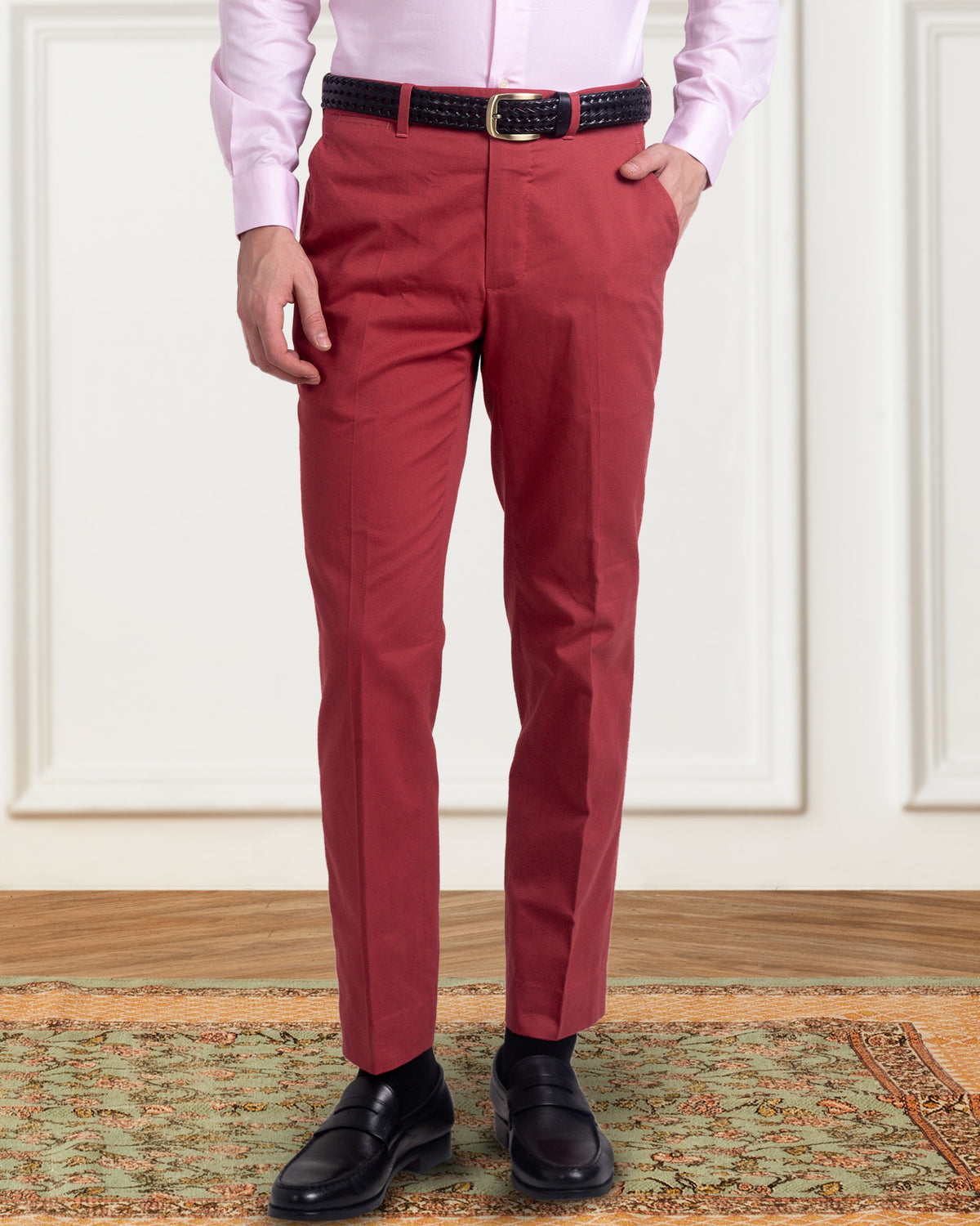 Dugdale Cotton Brick Red Twill Pant - 1
