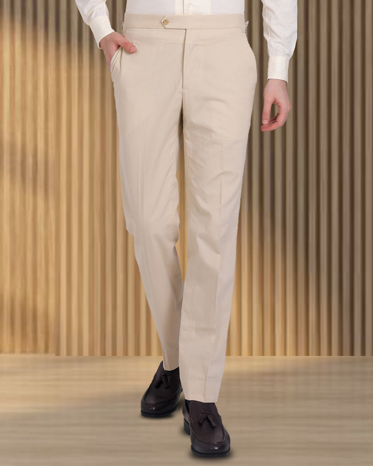 Light Khaki Cotton Dress Pant - 1