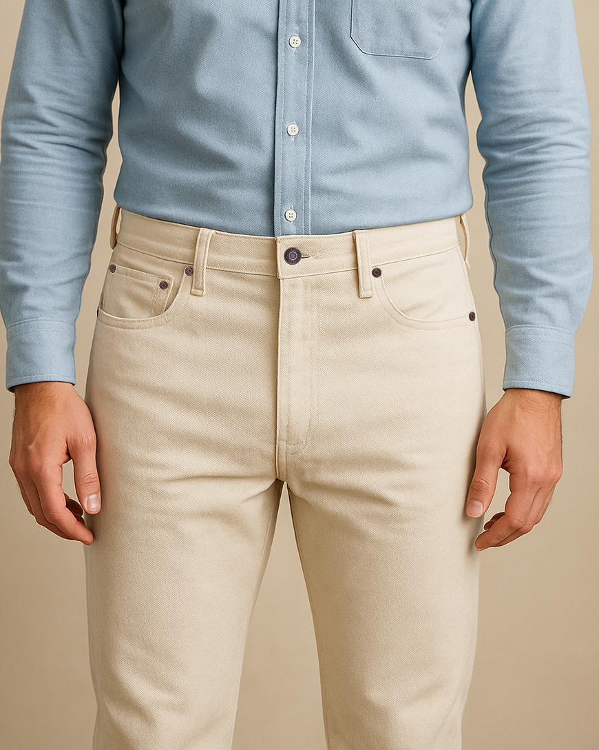 Ecru Twill Denim Jeans