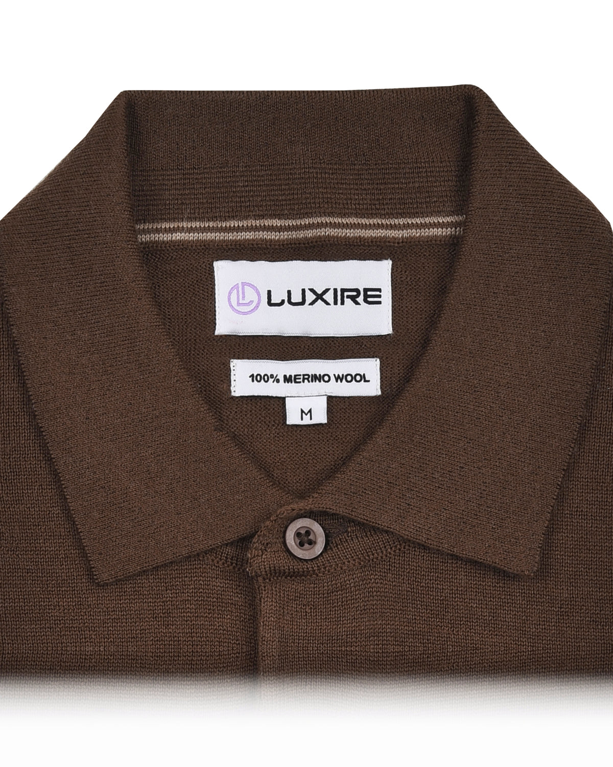 EZS Merino Wool Brown Long Sleeve Polo - 5