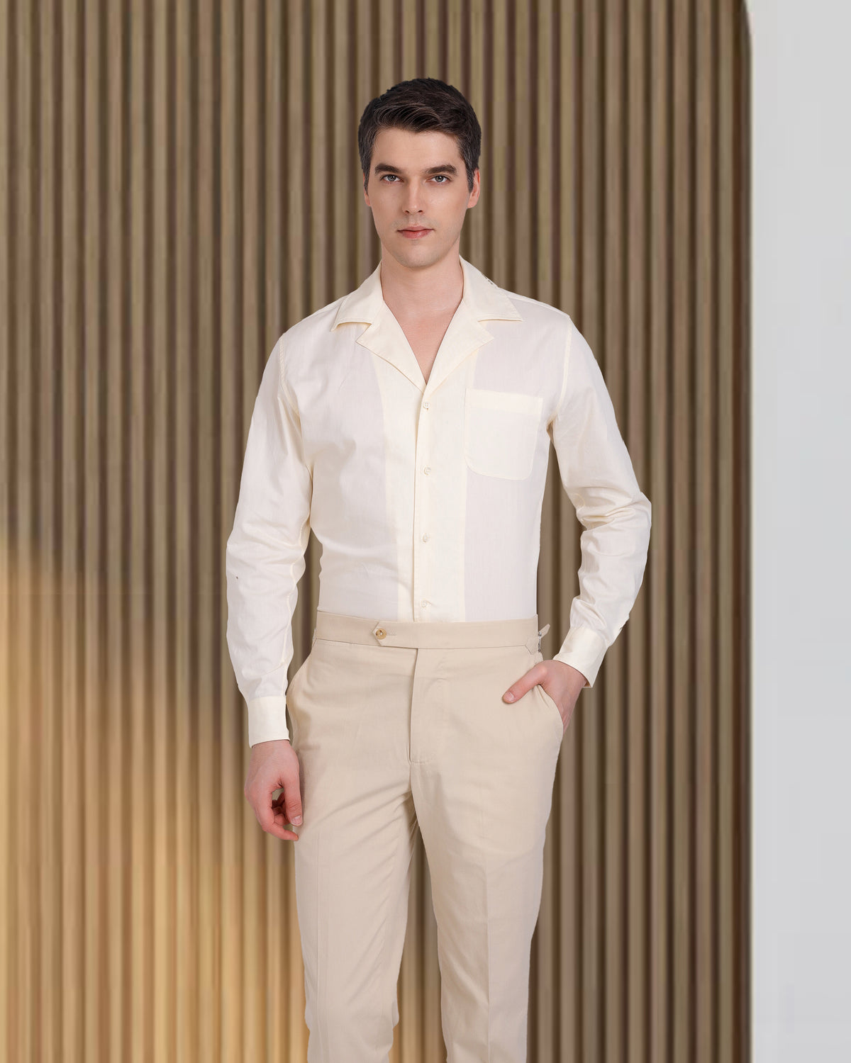 Light Khaki Cotton Dress Pant - 3