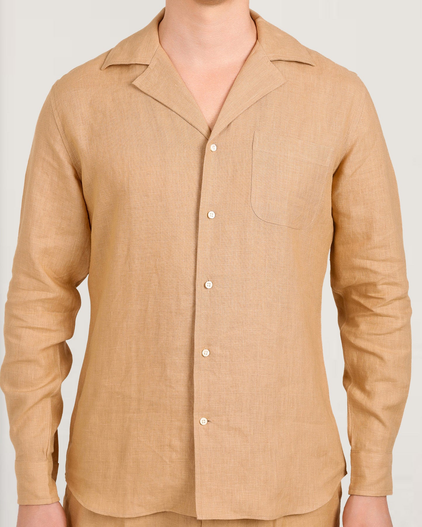 Camp Collar Shirt in Golden Linen