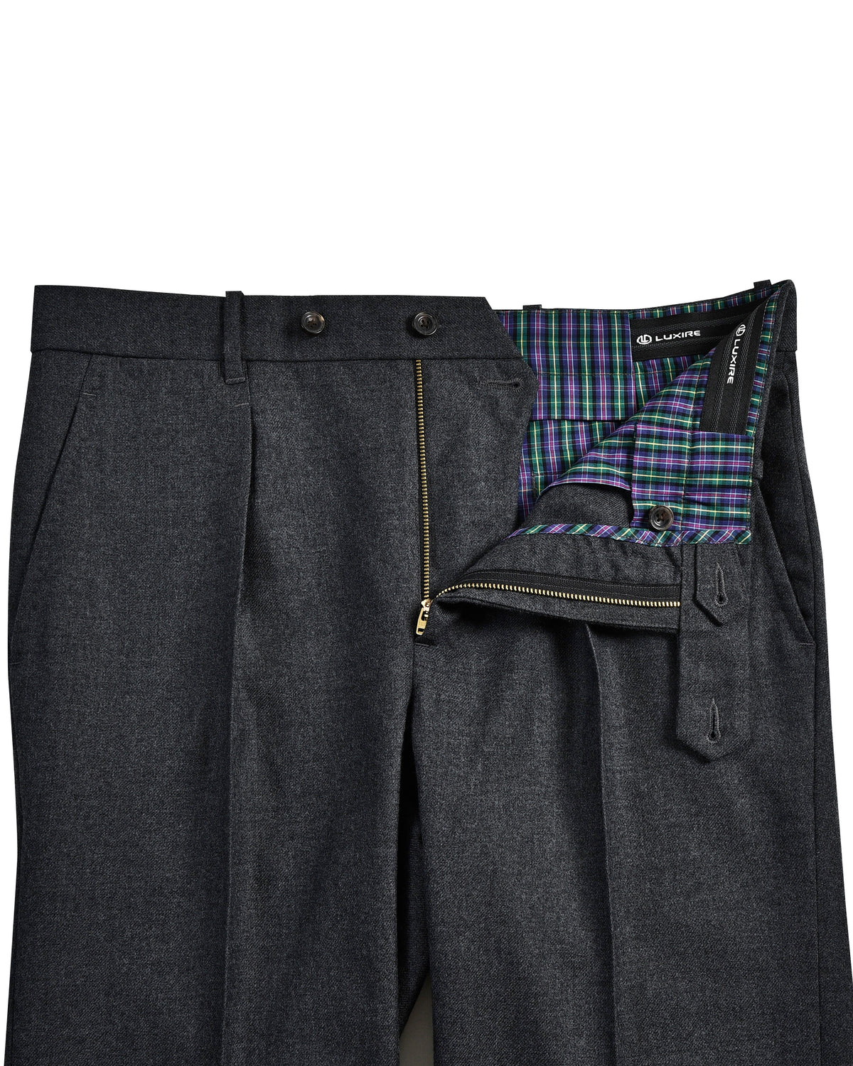 Dugdale Dark Grey Wool Flannel Pant - 4