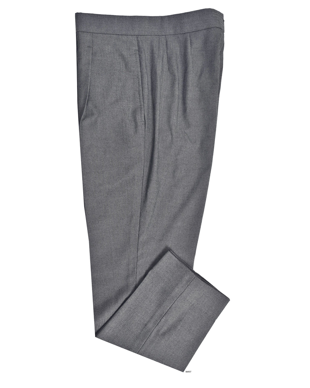 Grey Black Herringbone Pants - 1