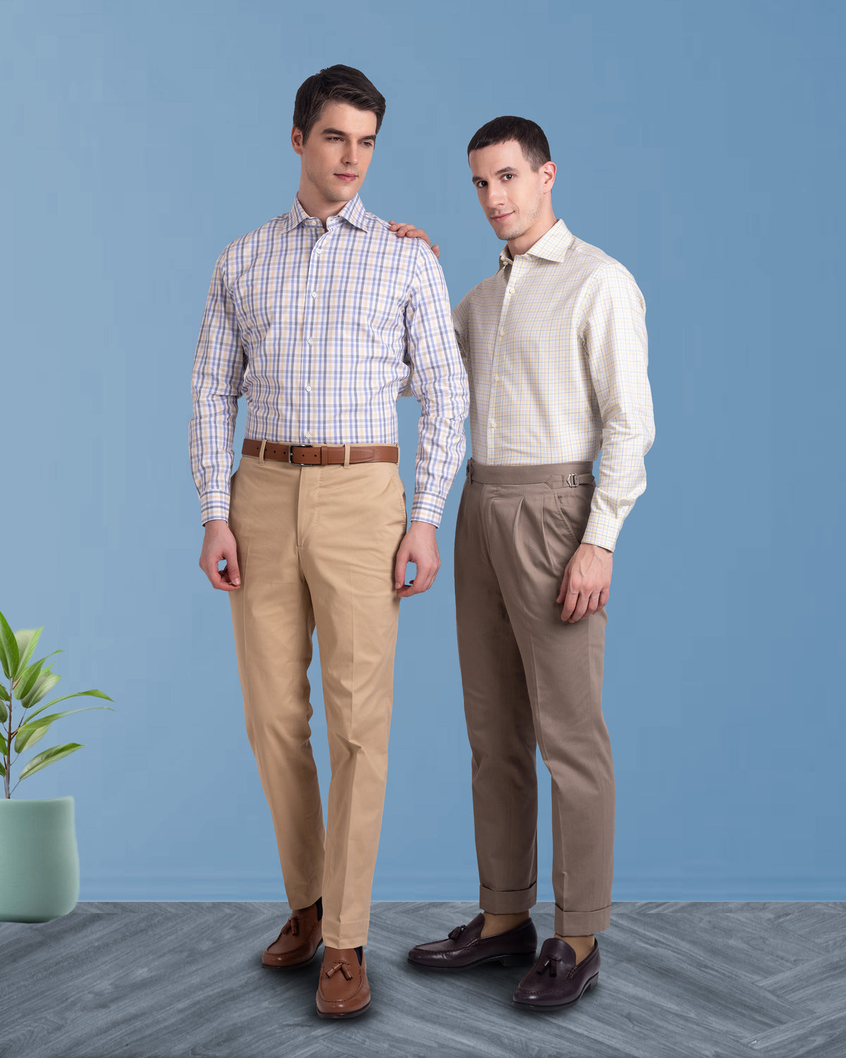 Soft Yellow Blue Tatersall Shirt - 7