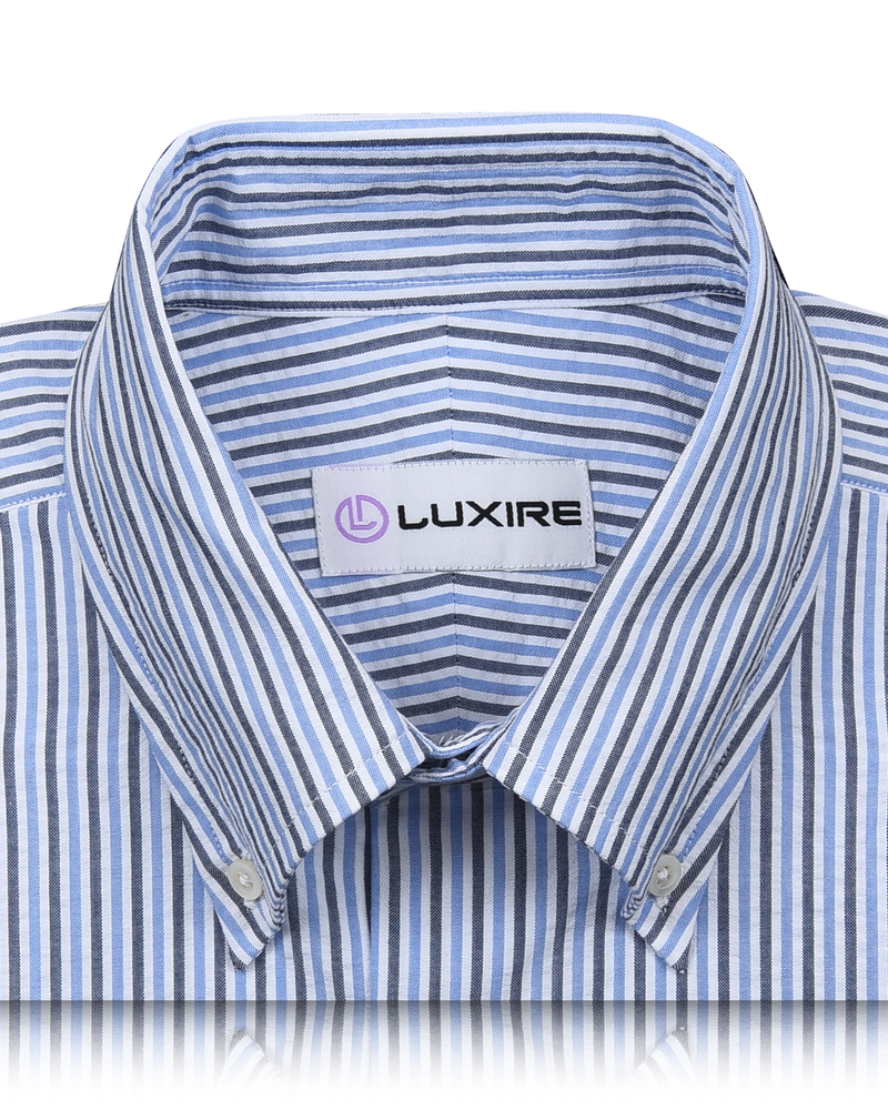 Dark Blue With Black Stripes On White Shirt