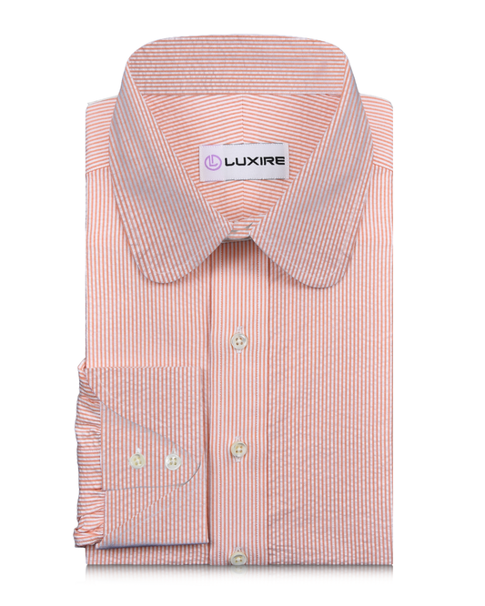 Coral Orange Stripes Seersucker