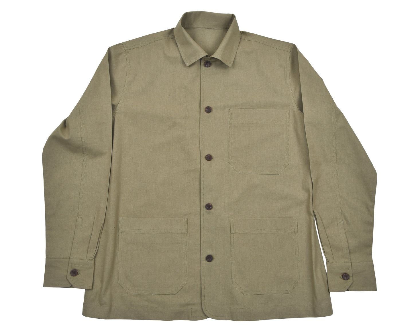 Fresco Cotton Pale Olive Shirt Jacket