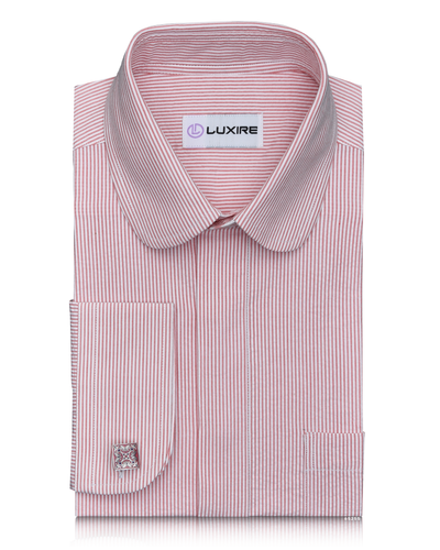 Burnt Orange Dress Stripes Seersucker