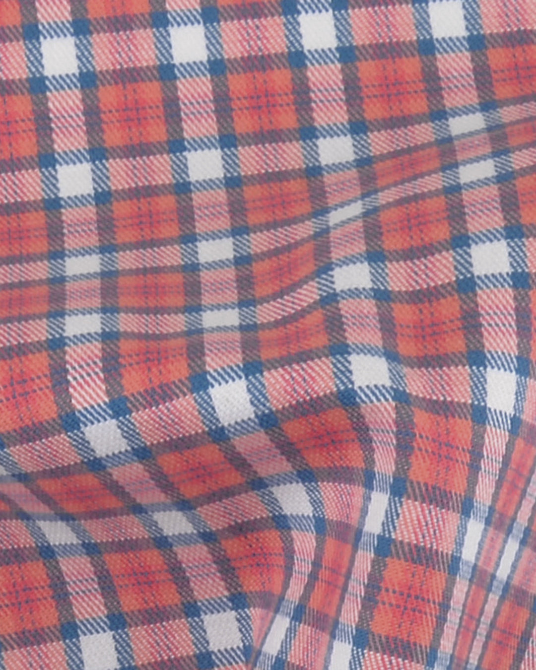 Peach Blue Twill Checks Shirt - 4