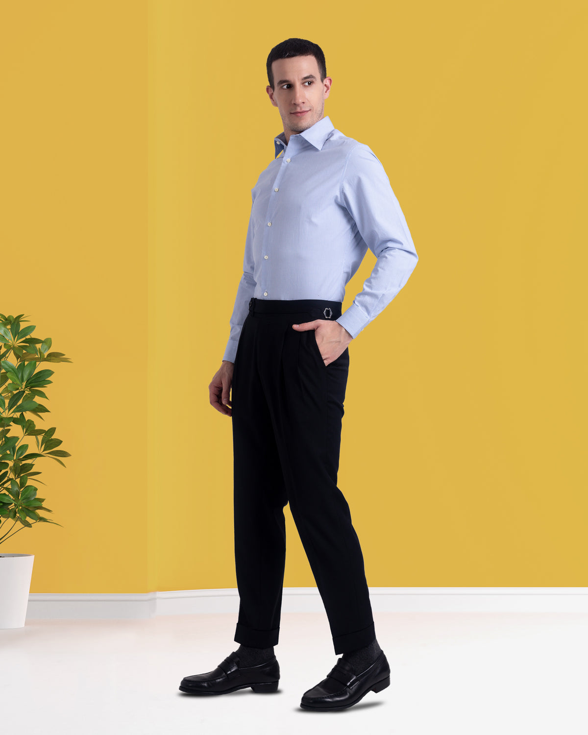 Blue Pin Stripes on White Shirt - 5