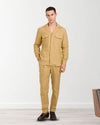 Camp Collar Shirt in Goldish Yellow Linen